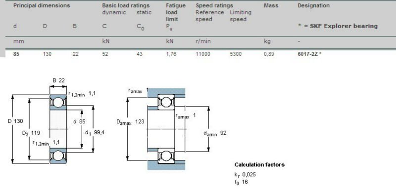 Deep groove ball bearing 6017 Радиальный шарикоподшипник 6017
